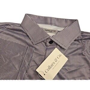 NWT Collars & Co. Men’s XL Black Houndstooth Dress Collar Polo Shirt Semi Spread